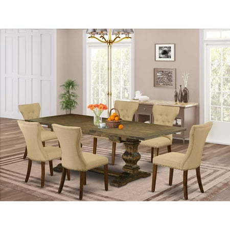 East West Furniture Table Top- Table Pedestal Parson Chairs LAGA7-78-03 East West Furniture Table Top- Table Pedestal Parson Chairs LAGA7-78-03
