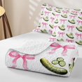 thumbnail image 4 of Homewish Kawaii Bowknot Quilt King For Girls,Cute Pickles King Coverlet Set,3pcs, 4 of 7