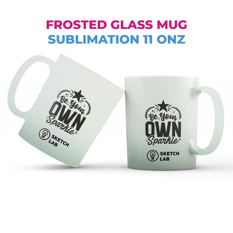 SketchLab Frosted glass mug for sublimation 11 oz (box of 12 and 36 units)  ,Creating Custom Coffee Mugs, heat Press Sublimation Mug, Infusible Blank