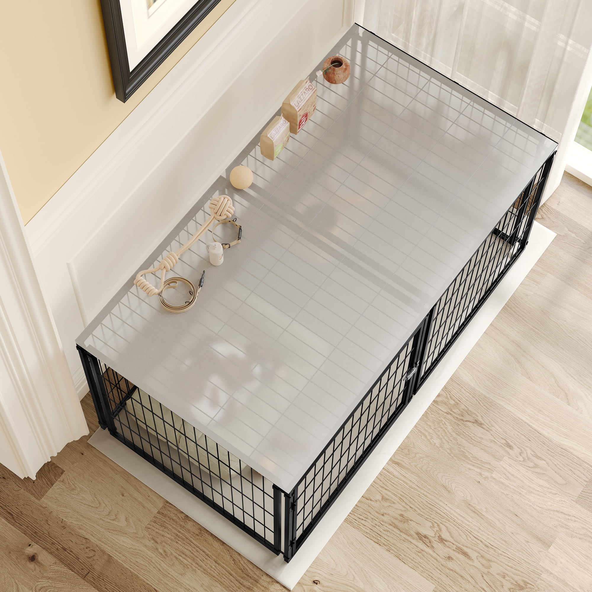 Jopath 48" Indoor Dog Cage with Top Pet Cage Dog Kennel for Medium Dogs Puppy Dog Playpen Black 48"L x 26.3"W x 23.8"H