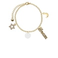thumbnail image 2 of Delight Jewelry Acrylic 1/2" Disc Imitation Pearl Goldtone Dream Big Charm Bracelet, 7.5+2" Extender, 2 of 4