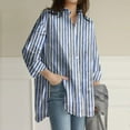 thumbnail image 4 of Kiplyki Christmas Women's Long Sleeve Shirts New Shirt Striped Printed Slit Long Sleeve Button Casual, 4 of 7