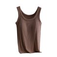 thumbnail image 2 of Fanxing Camisole Tops for Women Built in Bra Tank Tops Plus Size Bras No Underwire Yoga Tops Sports Workout Padded Camis Coffee,M, 2 of 6