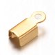 thumbnail image 1 of Ion Plating(IP) 304 Stainless Steel Folding Crimp Ends Fold Over Crimp Cord Ends Golden 10x4x3mm Hole: 1mm Inner Diameter: 3.5mm, 1 of 2