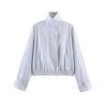 thumbnail image 2 of Blmnix Windbreaker Jacket for Women Trench Coat for Women Snap Motorcycle Jacket Rain Jackets Blue Long Sleeve Zip Up Cropped Womens Jackets Casual, 2 of 7