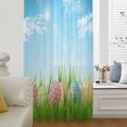 thumbnail image 6 of Easter Sheer Curtains 63 Inches Long, Spring Country Colorful Eggs Grass Green Sky Blue Light Filering Curtains, Breathable Simi Curtain Privacy Drapes for Living Room Bedroom Window Treatment, 6 of 9