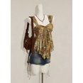 thumbnail image 5 of Yellow Floral Paisley Print Tie-Front Peplum Asymmetrical Mesh Hem Tank Top For Women, 5 of 8