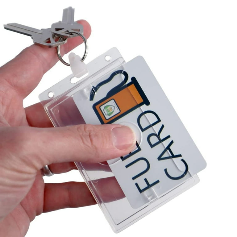 10 Pack Rigid Fuel Card Holder with Key Ring Clear Hard Plastic Card Protector Keychain for Fleet Gas Cards Company Cars and More by Specialist