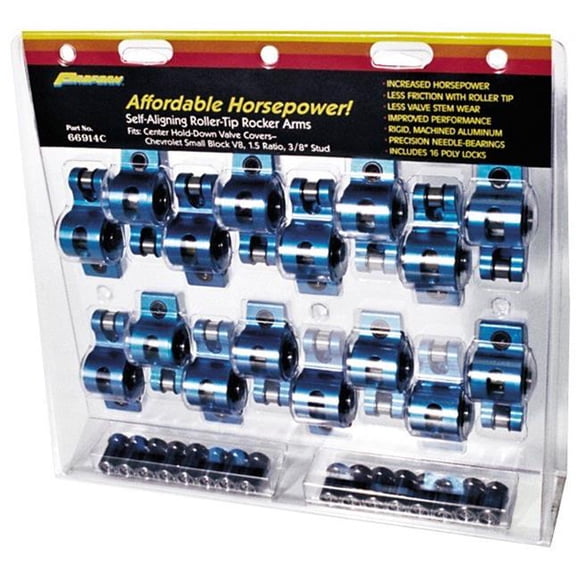 Proform PFM66911C 1.6 Ratio 0.37 in. Stud Aluminium Roller Rocker Arms Set for Small Block Ford