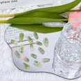 thumbnail image 3 of 30Pcs Green Press on Nails Medium Almond Fake Nails with 3D Pearl Gold Beads Designs Stick on Nails 3D Flower Butterfly False Nails Spring Summer Acrylic Nails Silver Star Glue on Nails for Women, 3 of 6