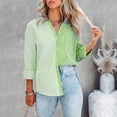 thumbnail image 2 of Cárdigan Para Mujer Raya Contraste Impresión Manga Larga Camisa de Un Solo Pecho Solapa Top Odeerbi  ODB184830, 2 of 9