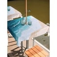 thumbnail image 2 of Square Outdoor Tablecloth with Umbrella Hole Blue Ocean Outside Table Cloth Waterproof Patio Table Cover Summer Ombre Beach Waves Coastal Zipper Tablecloths for Picnic Party Camping 60x60 Inch, 2 of 8