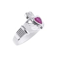 thumbnail image 3 of RYLOS Rings Sterling Silver Claddah Love, Loyalty & Friendship Heart 6MM Gem Irish Wedding Band Claddagh Rings July Star Ruby Jewelry Size 11, 3 of 6