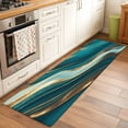 thumbnail image 2 of Runner Rug 2'x6', Teal Marble Washable Non-Slip Hallway Runner Rugs, Modern Abstract Gold Fluid Art Bedside Rugs Floor Mats Carpet Runners for Kitchen Bathroom Laundry Room, 2 of 8