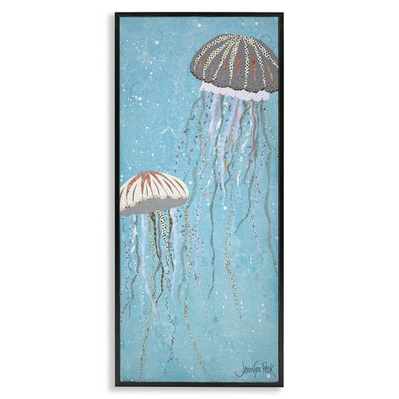 Stupell Industries Crystal Jellyfish Motif Animals & Insects Painting Black Framed Art Print Wall Art, 10 x 24