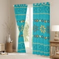 thumbnail image 3 of Manfei Rustic Boho Aztec Blackout Curtains Set of 2 (52x84 Each),bohemian Geometric Flower Window Curtains,Cyan Gray Khaki Curtains and Drapes For Teens,Breathable Home Decor, 3 of 6