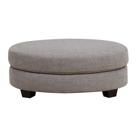 Cushioned Ottoman - Emerald Home Speakeasy Speckled Brown Ottoman with Fixed Cushion, Oval Shape, And Block Feet