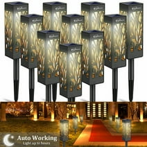 10 Pack Upgraded Solar Powered LED Path Light and Landscape Light, Waterproof Solar Lights Outdoor Landscape Lighting for Path Lawn Patio Yard Walkway, Warm White