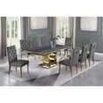 thumbnail image 2 of Gray Marble Dining Set with Gold Stainless Steel and Gray Velvet Chairs, 2 of 3