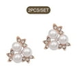 thumbnail image 4 of 2 Pieces Hairpin Headdress Flat Back Non-perforated Design Shiny Rhinestones Beautiful Pearl Flower Buckle for Dancing Party Type 10, 4 of 7