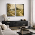 thumbnail image 3 of Framed Canvas Print Vintage Country Landscape Wall Art Set of 2 Modern Farmhouse Decorative for Living Room Bedroom - 24"x36"x2 BLACK, 3 of 8