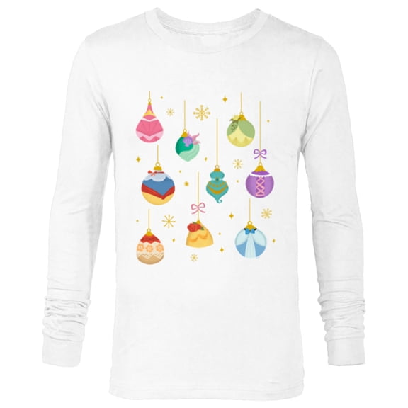 Disney Princess Holiday Festive Christmas Ornaments - Long Sleeve T-Shirt for Men - Customized-White