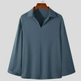 thumbnail image 1 of Blusas y camisas de manga larga con cuello en V para hombre, moda informal, cuello alto, camisa de manga larga, blusa con solapa para hombre, 1 of 4