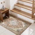 thumbnail image 3 of Toyoso 2x3 Vintage Persian Area Rug - Distressed Antique Rust Brown & Grey Silicone Rug, 0.25" Low Pile Machine Washable Non-Slip Indoor Mat for Entryway & Doorway, Stain Resistant Pet Friendly Rug, 3 of 9
