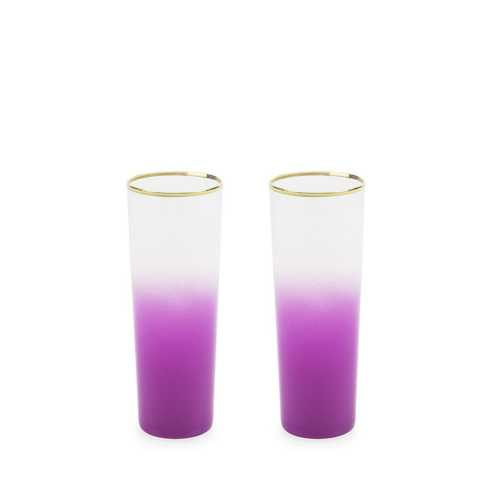 Drinking Glasses, 2pcs Spritzer Glass Bougainvillea Purple Drink