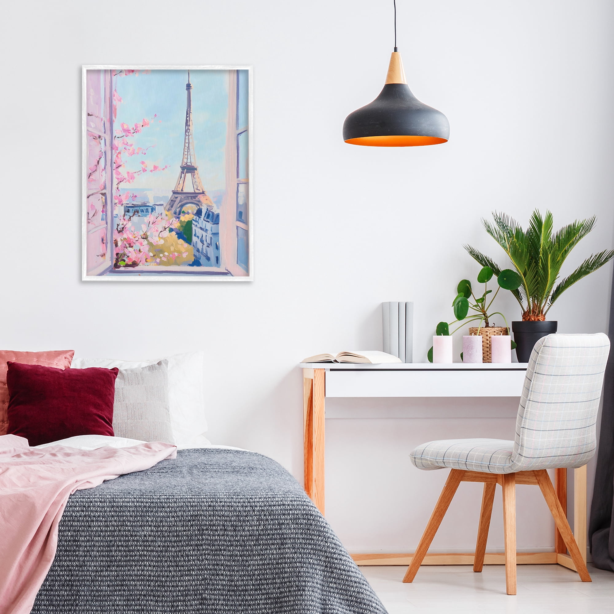 Stupell Industries Eiffel Tower View in Spring White Framed Giclee Art, design by The Prints Vibe