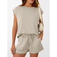 thumbnail image 2 of EASYBRA Womens Shorts Set Cotton Blend Raglan Sleeve Casual Summer Outfit Solid Color Two Piece Lounge Set S-XL, 2 of 5