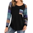 thumbnail image 3 of Women Round Neck Long Sleeves Color Block Tunic Shirt, 3 of 8