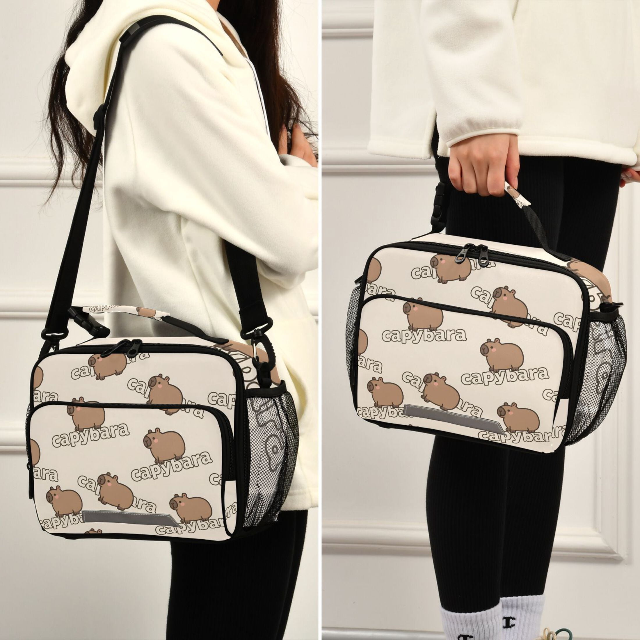 ALAZA Capybaras Cute Lunch Box Insulated Cooler Bag Reusable Tote Bags Shoulder Strap
