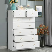 UBesGoo 7 Drawer Wood Dresser for Bedroom, Chest of Drawers, Storage Organization Unit for Clothing, White