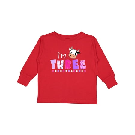 

Inktastic I m 3 Cute Cow and Polka Dots Gift Toddler Boy or Toddler Girl Long Sleeve T-Shirt