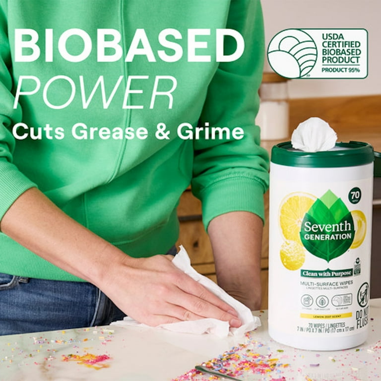 Seventh Generation Multi Surface All Purpose Cleaning Wipes, Lemon