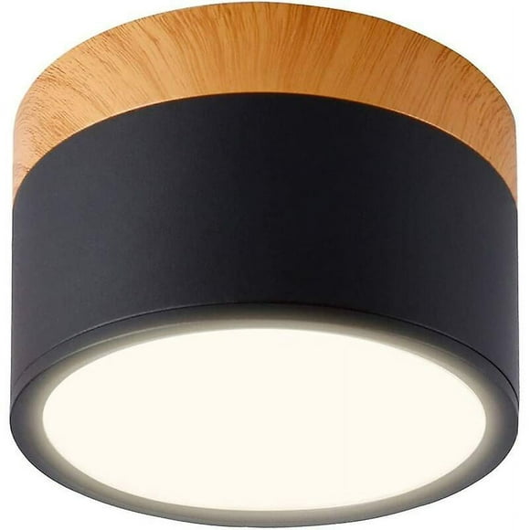 Round Ceiling Spotlight LED Black Warm White Aluminum Ceiling Light 12W Ø100mm 230V 3000K for Hallway Bedroom Dining Room Kitchen Living Room [Energy