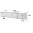 thumbnail image 5 of Benjara 87 Inch 4 Door Contemporary TV Stand with Steel Accents, White, 5 of 5