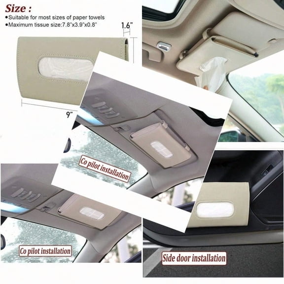 Car Tissues Holder for Car Visor Tissue Holder Car Tissue Box Car Disposable Masks Holder Mask Dispenser for Car Beige