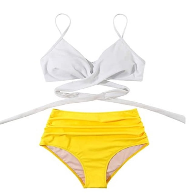 2021 traje de baño bikini Amazon nueva moda dividida cintura alta bikini degradado sw Tmvgtek Para estrenar