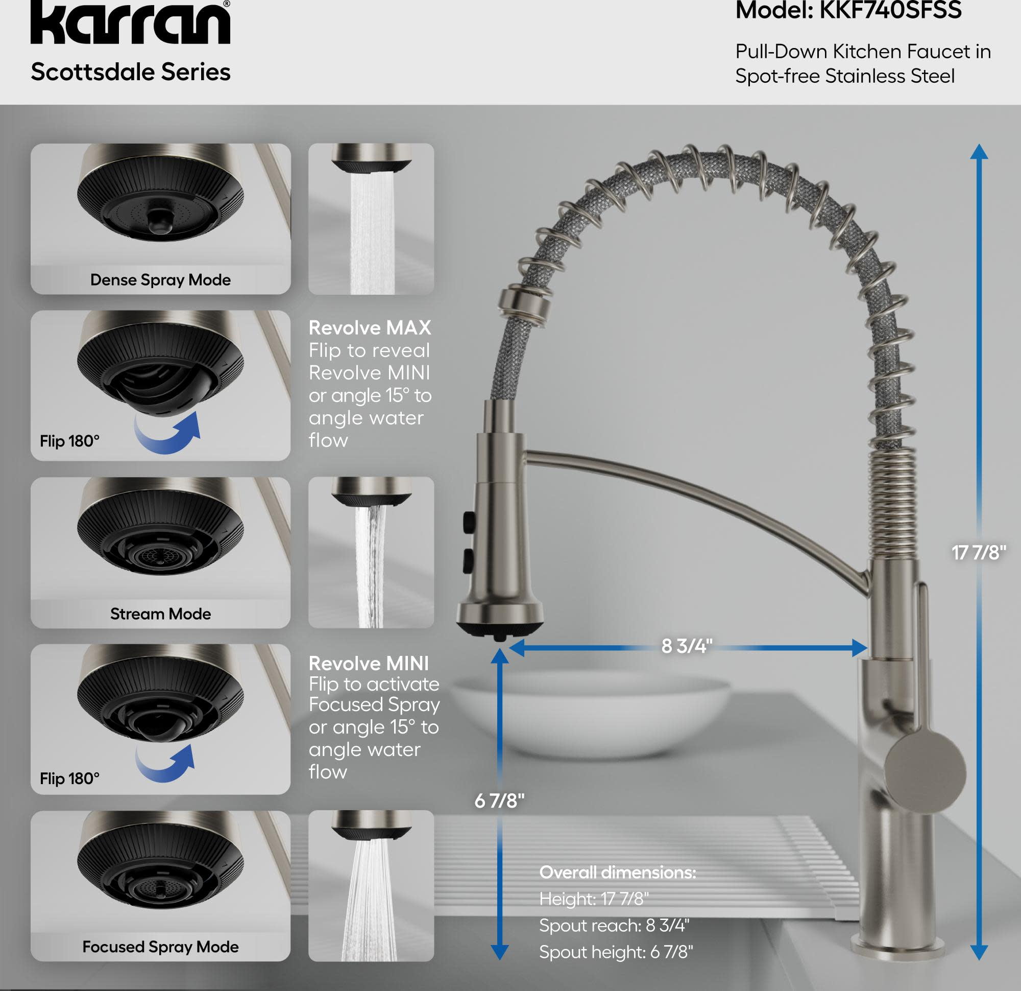 Karran Usa KKF740MB Scottsdale 1.8 GPM Single Hole Pull Down Kitchen Faucet - Black