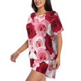 thumbnail image 2 of Susaid Rose Print Women's Pajama Set, Button-Up Sleepwear with Elastic Waist Shorts, Perfect for Lounging, Yoga, Beach, and Casual Wear-XX-Large, 2 of 7