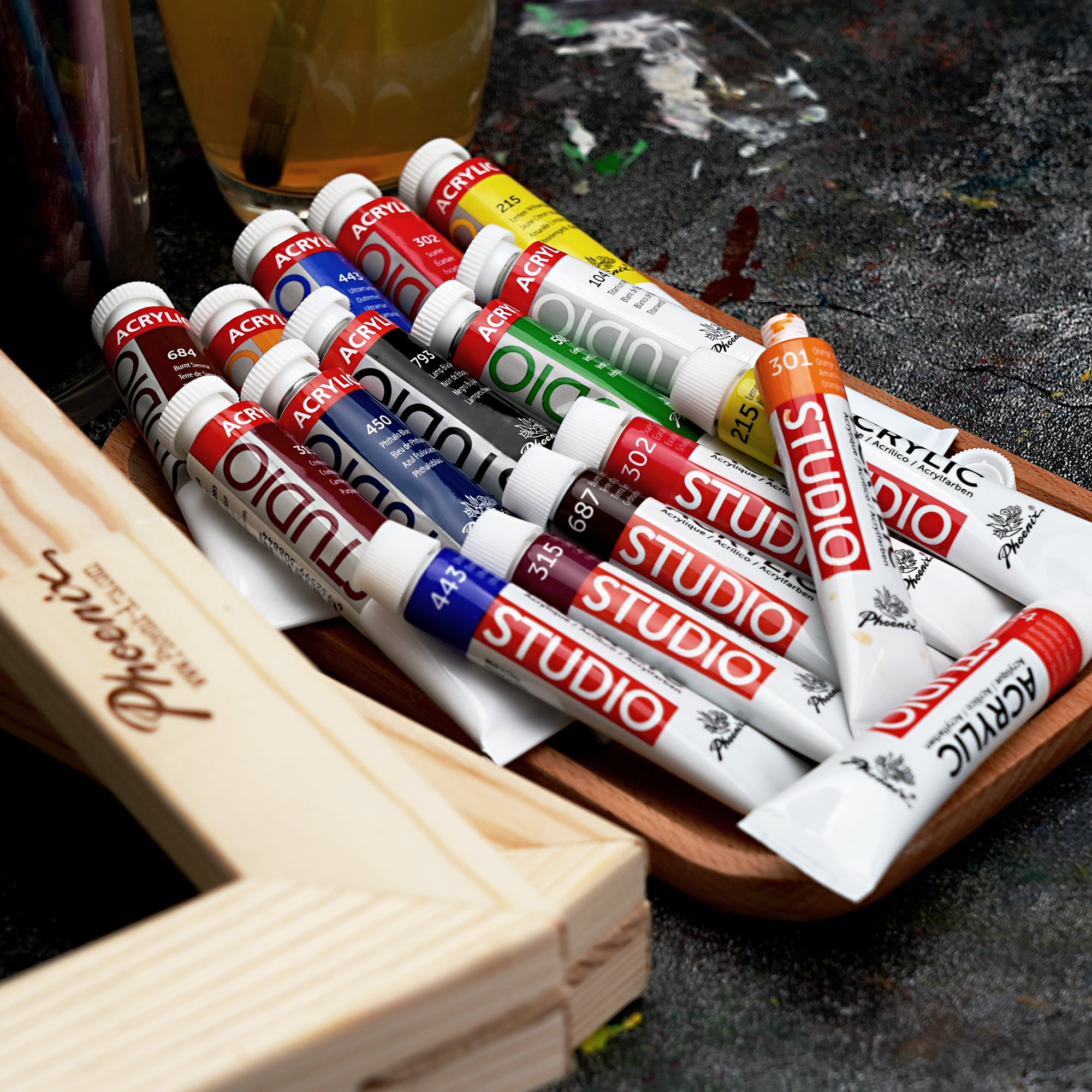 PHOENIX Acrylic Paint Set, 6x22ml Tubes, Non-Toxic Craft Paints for Canvas, Paper, Wood, Ceramic, Acrylic Painting Supplies for Adults, Beginners