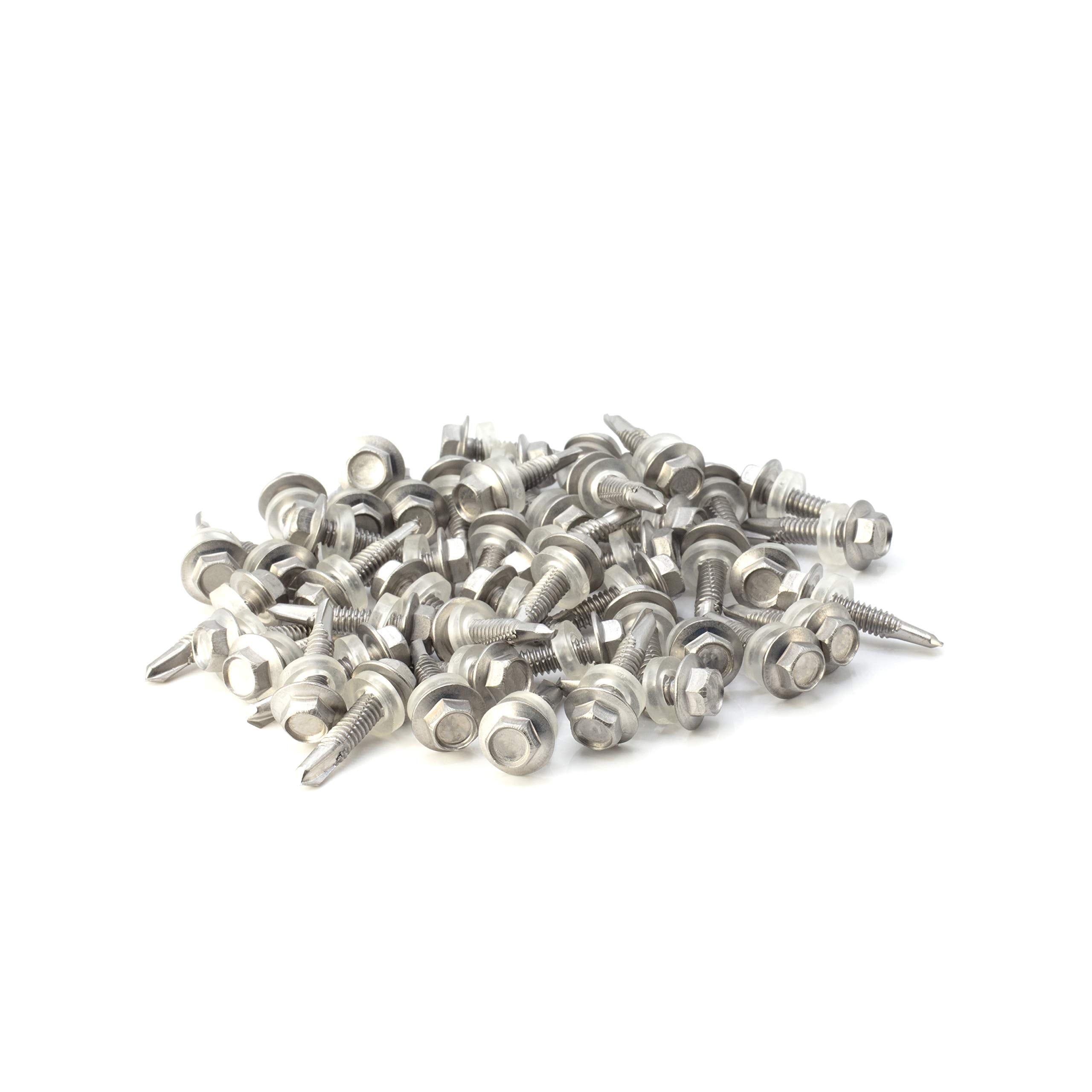 THE CIMPLE CO - 100pc Stainless Steel Self Drilling Tapping Screws #12 x 1" Hex Washer Head