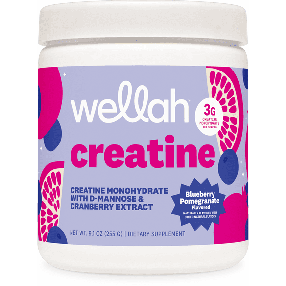 Wellah Creatine for Women (50 Servings, Blueberry Pomegranate) - Creatine Monohydrate with Dandelion & Cranberry Extract