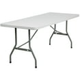 thumbnail image 2 of Emma + Oliver 6-Foot Granite White Plastic Folding Table - Banquet / Event Folding Table, 2 of 6