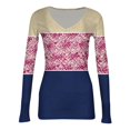 thumbnail image 5 of Women's Winter Slim-Fit Base Layer T-Shirt Fashionable Retro Floral Print V-Neck Pullover Long-Sleeved Top for Everyday Fashion and Comfort,Hot Pink,L, 5 of 6