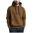 thumbnail image 3 of TOWED22 Men Hoodie Sweatshirt Casual Solid Color Hooded Sweater with Pockets Top Hoodie(Brown,XXL), 3 of 9