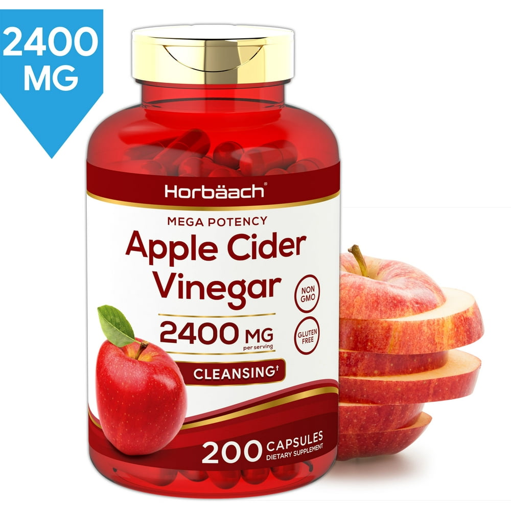 Apple Cider Vinegar Capsules 2400mg 200 Pills NonGMO and Gluten Free Supplement by