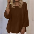 thumbnail image 7 of cocolona Basic Loose Tops for Women Crew Neck 3/4 Sleeve Solid Color Shirts Casual Oversized Blouses, 7 of 7
